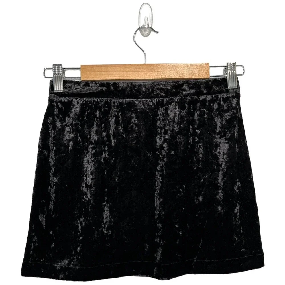 New Nordstrom Abound Crushed Velvet Velour Mini Retro 90s Y2K Skirt Black S - Picture 4 of 11